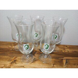 Flanigans Hurricane Glasses Set of 5 South Florida Bar 10" Footed Logo Drinkware